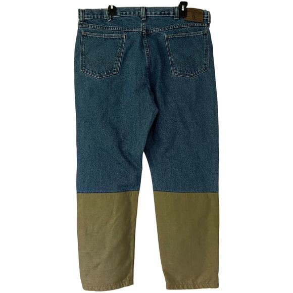 Vintage Wrangler rugged wear two toned jeans workwear Y2K 90s brush guard 40 - Picture 6 of 14
